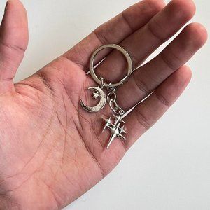 y2k 2000s star moon pendant keyring for keychain